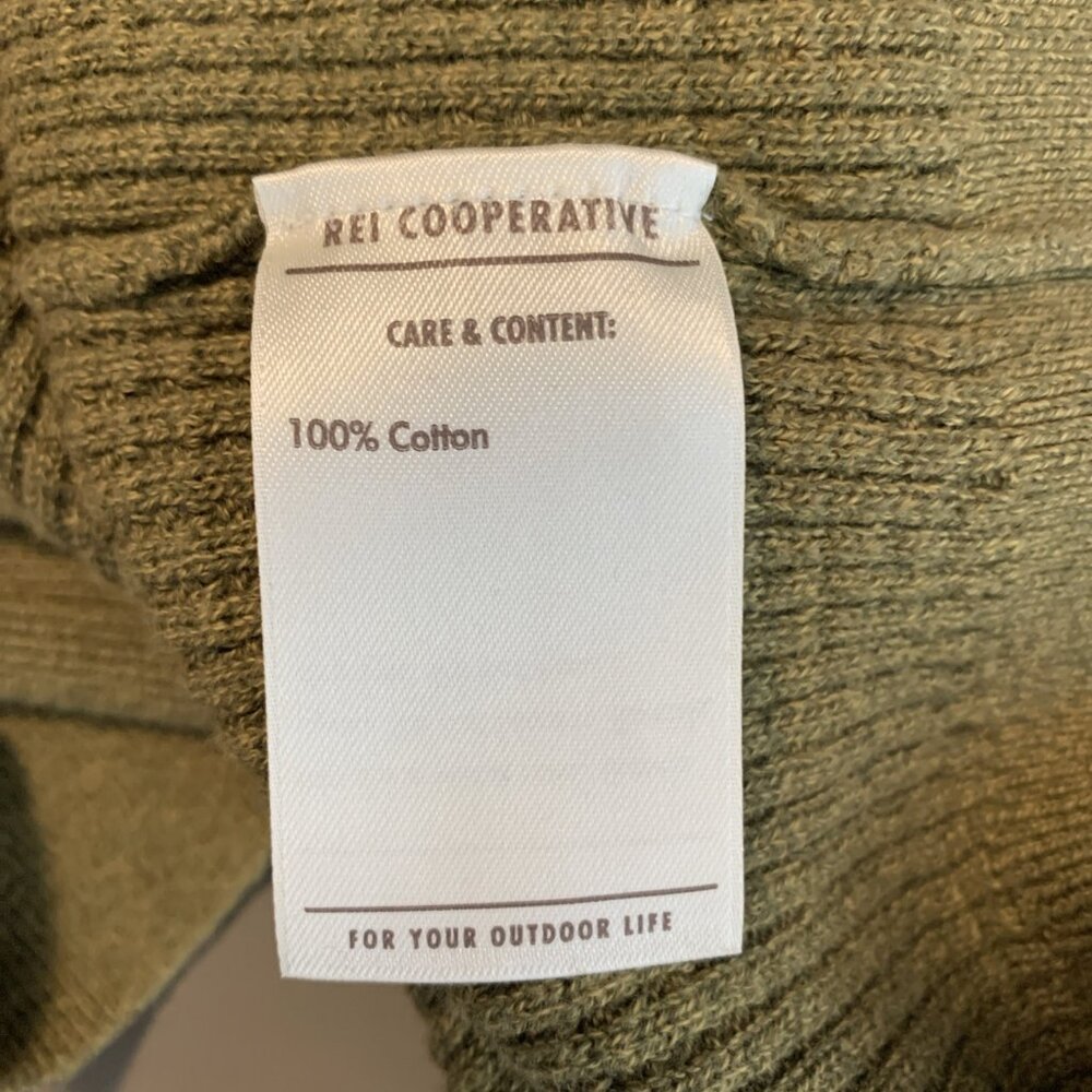 REI Womens M Sweater Pullover Waffle Knit Olive Green Wallace Lake Cotton - Picture 7 of 12